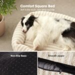 MIXJOY Dog Bed Medium Size Dog, Washable Medium Dogs Bed with Removable Cover, Soft Rectangle Pet Ded Fluffy Plush Faux Fur Pet Bed with Anti-Slip Bottom, 30"x30"x8", White - Image 4