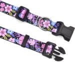 Mihqy Dog Collar for Medium Dogs, Fashion Design, Floral Pink,M - Image 3