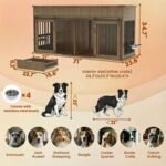 71'' Double Dog Crate Furniture, XXL Dog Kennel TV Stand,Walnut - Image 2