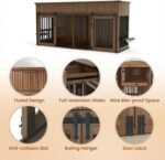 71'' Double Dog Crate Furniture, XXL Dog Kennel TV Stand,Walnut - Image 5