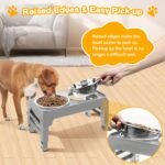 COMESOON Elevated Dog Bowls for Small Medium Dogs, 3 Height Adjustable Raised Stand with 2 Thick 6" Stainless Steel Food Bowls, Non-Slip Feeder Adjusts to 2.75", 6", 7.5", Grey - Image 5