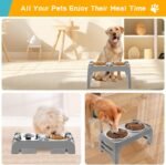 COMESOON Elevated Dog Bowls for Small Medium Dogs, 3 Height Adjustable Raised Stand with 2 Thick 6" Stainless Steel Food Bowls, Non-Slip Feeder Adjusts to 2.75", 6", 7.5", Grey - Image 6