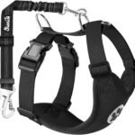 SlowTon Dog Seat Belt and Harness for Car, 2 in 1 Seatbelt Buckle, B L