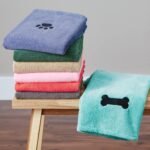 Bone Dry Pet Grooming Towel Collection Absorbent Microfiber X-Large, 41x23.5", Embroidered Gray - Image 6