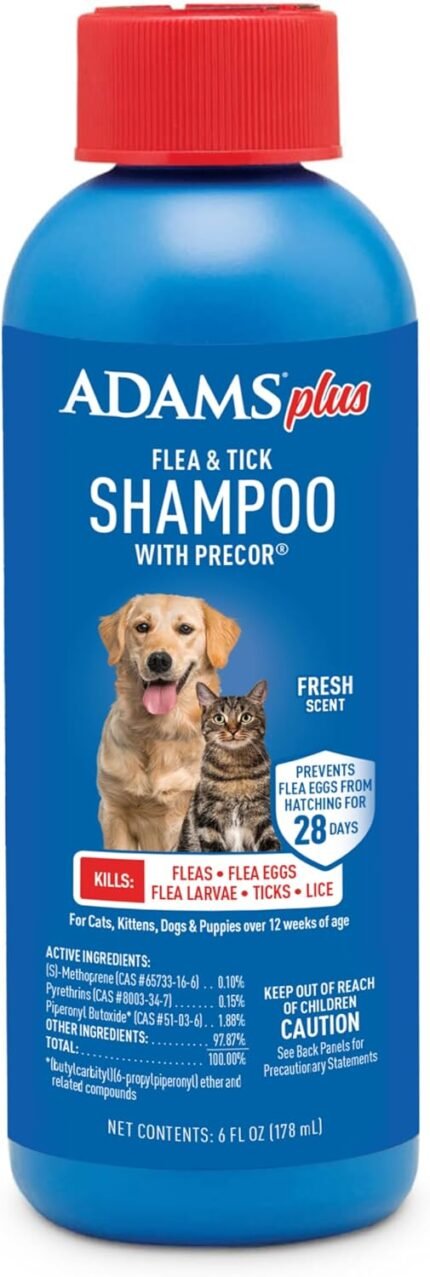 ADAMS Plus Flea & Tick Shampoo with Precor for Dogs & Cats, 6 oz