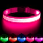 VIZPET LED Dog Collar, Light up Dog Collar Adjustable Safety Glowing Collar