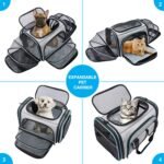 Airline Approved Pet Carrier, Large Soft Sided Pet Travel TSA Carrier 4 Sides Expandable Cat Collapsible Carriers with Removable Fleece Pad and Pockets for Cats Dogs and Small Animals - Image 7