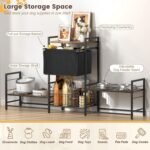 Lomivra Dog Feeding Station with 2 Elevated Bowl Stands & Large Storage - Image 3
