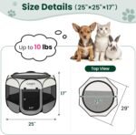 Love's cabin Pet Puppy Dog Playpen, Small Dog Tent Crates Cage Indoor/Outdoor, Portable Playpen for Cat, Foldable Pop Up Dog Kennel Playpen with Carring Case, Removable Zipper Top, Grey - Image 3