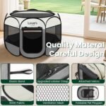 Love's cabin Pet Puppy Dog Playpen, Small Dog Tent Crates Cage Indoor/Outdoor, Portable Playpen for Cat, Foldable Pop Up Dog Kennel Playpen with Carring Case, Removable Zipper Top, Grey - Image 5