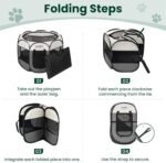 Love's cabin Pet Puppy Dog Playpen, Small Dog Tent Crates Cage Indoor/Outdoor, Portable Playpen for Cat, Foldable Pop Up Dog Kennel Playpen with Carring Case, Removable Zipper Top, Grey - Image 7
