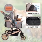 Bicystar Dog Stroller with Detachable Carrier, Rubber Wheels, 50 lbs, Grey - Image 4