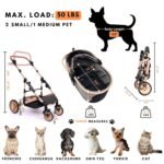 Bicystar Dog Stroller with Detachable Carrier, Rubber Wheels, 50 lbs, Grey - Image 5