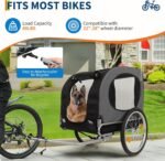 88Lbs Dog Bike Trailer, Pet Cart Bicycle Carrier with Oxford Fabric, Easy Folding Pet Bicycle Trailer with Quick-Release Wheels & Non-Slip Mat & Safety Flag, 16" Air Tires & Washable Non-Slip Lining - Image 3