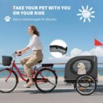 88Lbs Dog Bike Trailer, Pet Cart Bicycle Carrier with Oxford Fabric, Easy Folding Pet Bicycle Trailer with Quick-Release Wheels & Non-Slip Mat & Safety Flag, 16" Air Tires & Washable Non-Slip Lining - Image 7