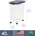 IRIS USA Dog Food Storage Container, Up to 40 lbs, Navy, Made in USA - Image 3