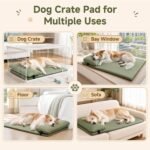 Waterproof Dog Crate Pad with Pillow, Large Dog Bed for Crate Kennel, Green - Image 4