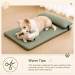 Waterproof Dog Crate Pad with Pillow, Large Dog Bed for Crate Kennel, Green - Image 7
