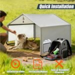 3 in 1 Extra Large Dog Canopy Outside,All-Season Outdoor Dog Shade XL with Roller Shutters and Removable Door,Pet Shelter Tent for Chicken Livestock 4'x 4'x 3.3' Winter & Summer and Rain - Image 5