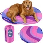 Travel Dog Bed, 42x30in, Foldable & Packable with Carry Bag, Pink