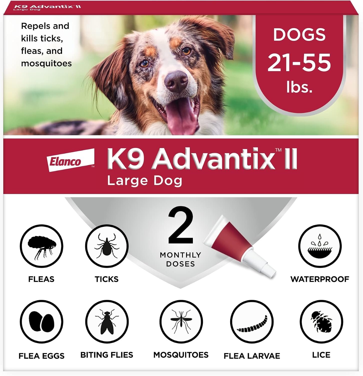 K9 Advantix II Flea & Tick Topical for Large Dogs 21–55 lbs., 2ct K9 Advantix II Flea & Tick Topical for Large Dogs 21–55 lbs., 2ct