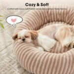 MIXJOY Dog Beds for Small Dogs Cats, Washable Small Dog Bed with Removable Cover, Donut Cat Bed for Indoor Cats, Calming Fluffy Round Pet Beds with Anti Slip Bottom, Cute Puppy Beds, 23"x23"x8", Beige - Image 3
