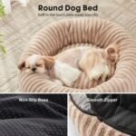 MIXJOY Dog Beds for Small Dogs Cats, Washable Small Dog Bed with Removable Cover, Donut Cat Bed for Indoor Cats, Calming Fluffy Round Pet Beds with Anti Slip Bottom, Cute Puppy Beds, 23"x23"x8", Beige - Image 4