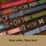 Personalized PU Leather Dog Collars,Quick Release Buckle,Green,M - Image 3
