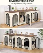 Hzuaneri 70.9 in Double Dog Crate Furniture, Dog Kennel Indoor with Cushion - Image 3