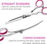 TINMARDA Dog Grooming Kit, Professional Stainless Steel Dog Grooming Scissors with Curved Shears, Pink Finger Rings - 4 Piece Sharp Durable Pet Shears for Dogs Cats At Home Salon-Quality Grooming - Image 3