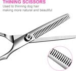 TINMARDA Dog Grooming Kit, Professional Stainless Steel Dog Grooming Scissors with Curved Shears, Pink Finger Rings - 4 Piece Sharp Durable Pet Shears for Dogs Cats At Home Salon-Quality Grooming - Image 4