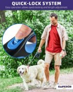 EMPEROR PETS 26.1 ft Retractable Dog Leash, for Dogs 10-110 lbs, Blue - Image 3