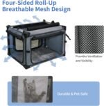 NEZUC Collapsible Dog Crates for Large Dogs Portable Soft Sided Travel Dog Carrier for Indoor & Outdoor, 4-Door Foldable Pet Kennel with Durable Mesh Windows (Gray, 24.0" L x 17.0" W x 17.0") - Image 3
