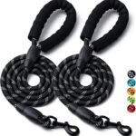 2 Pack Dog Leash, Heavy Duty Nylon Rope Pet Leashes (6FT-1/2,Black/Black)
