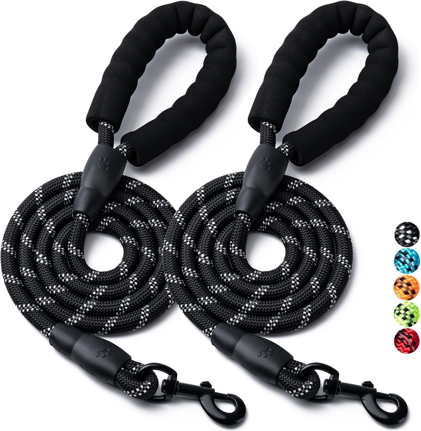 2 Pack Dog Leash, Heavy Duty Nylon Rope Pet Leashes (6FT-1/2,Black/Black) 2 Pack Dog Leash, Heavy Duty Nylon Rope Pet Leashes (6FT-1/2,Black/Black)