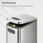 EKO 45 lb Airtight Dog Food Storage Container, Stainless Steel Pet Food Container for Kibble, Cat Food & Bird Seed, Lockable Lid, Magnetic Scoop, BPA-Free Inner Bucket, Wheels - Image 4
