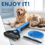 Dog Grooming Rake 4-in-1 Kit - Deshedding Undercoat Rake, Dematting Comb & Bath Massager for Dogs & Cats - Reduces Shedding up to 95% - Rounded Teeth for Sensitive Skin, Long & Short Hair - Image 4