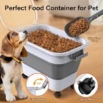 Dog Food Storage Container, 15-23 Lbs Collapsible Dog Food Container with Transparent Airtight Lid, Wheels and Scoop, Travel Pet Food Storage Container for Cat, Dog and Bird, Keep Dry Food Fresh - Image 3