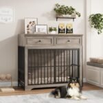 QUW 42" Modern Dog Crate Furniture, Wooden Dog Kennel, Grey - Image 2