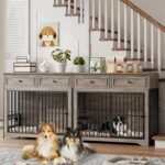QUW 42" Modern Dog Crate Furniture, Wooden Dog Kennel, Grey - Image 3