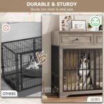 QUW 42" Modern Dog Crate Furniture, Wooden Dog Kennel, Grey - Image 5