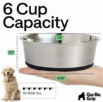 GORILLA GRIP Dog Bowl Set, Food Grade 304 Stainless Steel, 6 Cup, Black - Image 3