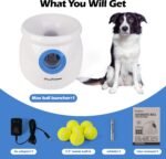 Pet Prime Dog Automatic Ball Launcher for Large Dogs Ball Thrower Machine Outdoor Indoor Use Interactive Dog Toy Adjustable Distance 10-40ft - Included 6 PCS 2.5” Tennis Balls and a Whistle - Image 5