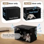 EHEYCIGA Dog Crate Cover 42 inch with Mesh, Waterproof Kennel Cover, Black - Image 3