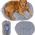 Travel Dog Bed, 42x30in, Foldable & Packable with Carry Bag, Grey