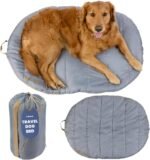 Travel Dog Bed, 42x30in, Foldable & Packable with Carry Bag, Grey
