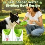 2 Pcs Portable Dog Water Bottle Attachment, Silicone Leak Proof Foldable Slip-on Pet Water Bowl for Walks, Dog Drink Dispenser, Leaf Design Water Bottle Adapter for Daily Hiking Travel - Image 3