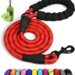 Taglory Rope Dog Leash for Medium Large Dogs, 6 FT Padded Handle, Red