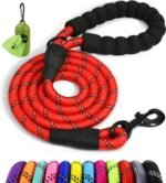 Taglory Rope Dog Leash for Medium Large Dogs, 6 FT Padded Handle, Red