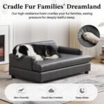 Luxury Dog Sofa Bed Elevated Pet Couch with Durable Waterproof Leather - Image 3